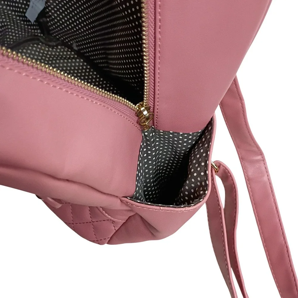 BP Mini Backpack Womens Small Pink Quilted Faux Leather Tassel Gold